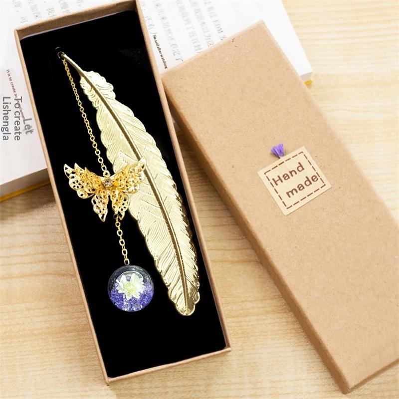1PC Metal Bookmark Creative Im - Dried Flower Bookmark 评论和价格