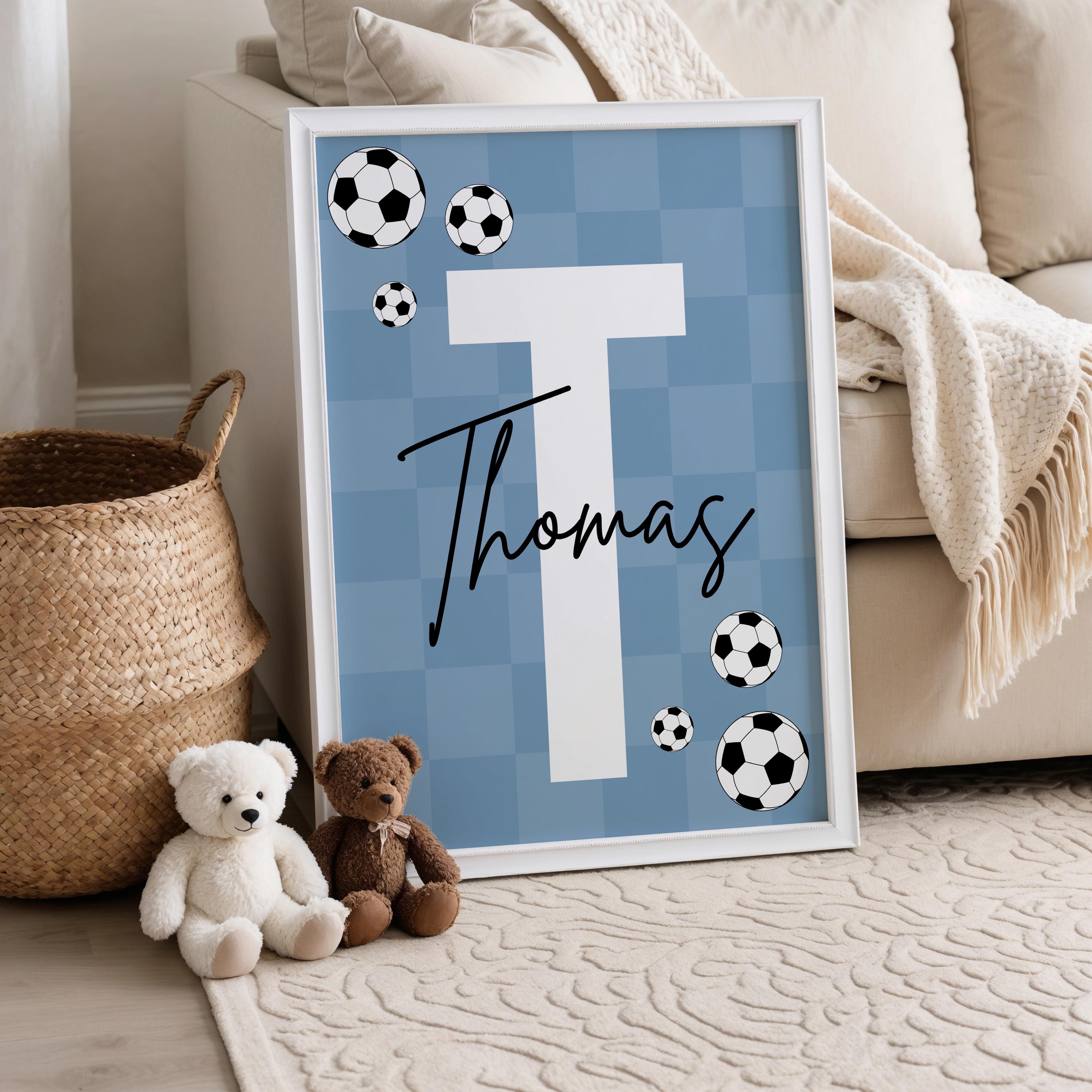 Custom Soccer Wall Art Set Aff - Personalized Name Box 评论和价格