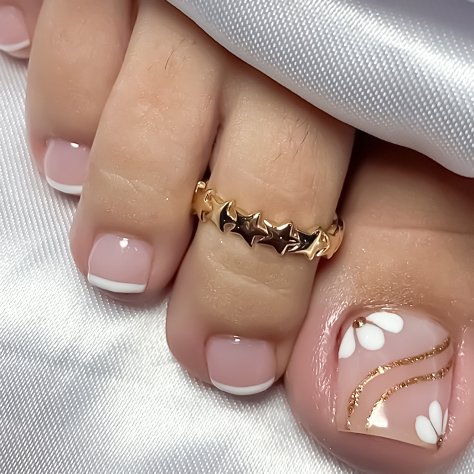 Nude Pink Color Fake Toenails  - Pressed Flower Art 评论和价格