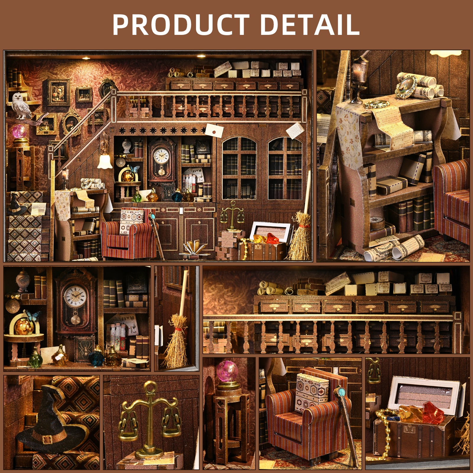 Book Nook Kit Secret Attic DIY - Engraved Wood Frame 评论和价格