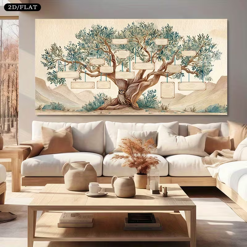 2D Flat, 2D Flat, Large Canvas - Family Tree Print 评论和价格