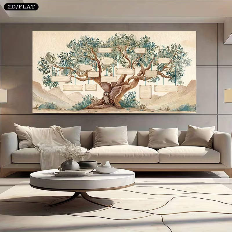 2D Flat, 2D Flat, Large Canvas - Family Tree Print 评论和价格