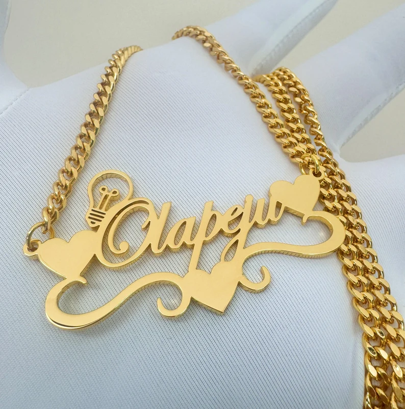 Handcrafted Gold Color Name Ne - Name Necklace Custom 评论和价格