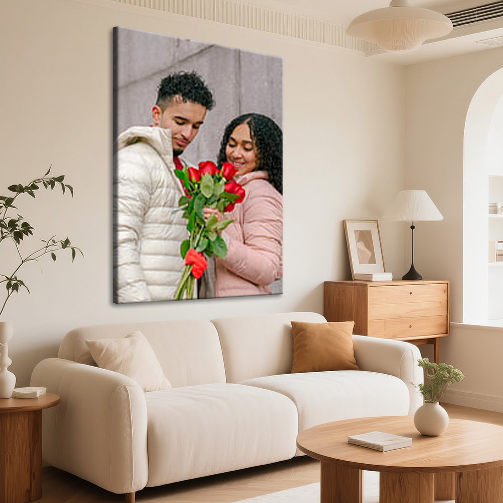 1 Pc Customized Photos on Canv - Engraved Wood Frame 评论和价格