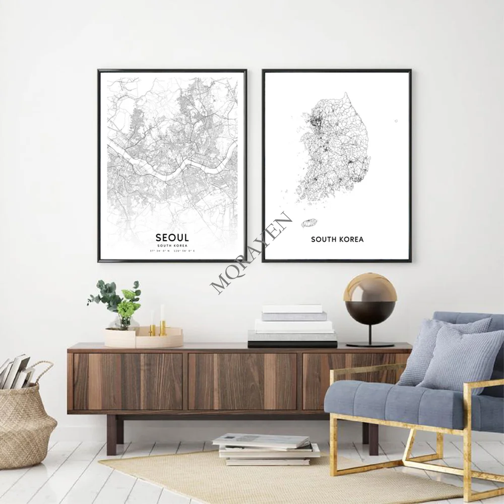 South Korea Map Black and Whit - Custom Star Map 评论和价格