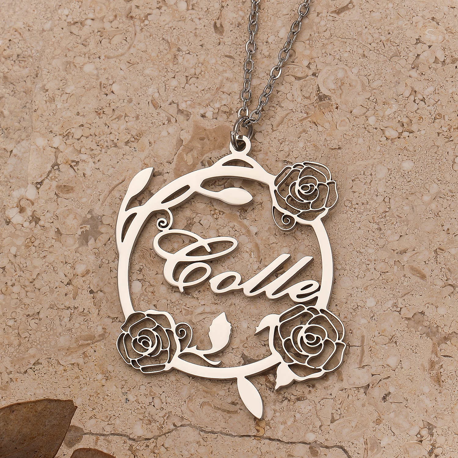 1pc Custom Rose Flower Name Ne - Name Necklace Custom 评论和价格