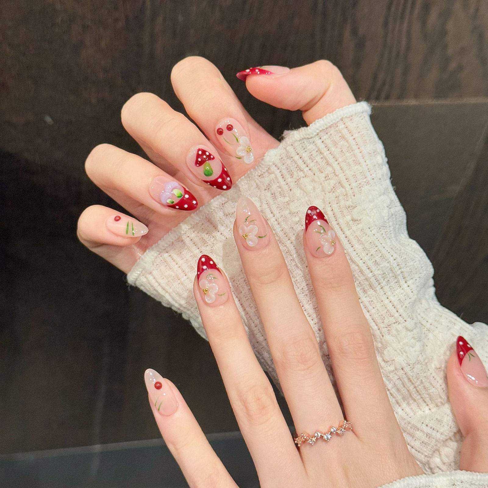10Pcs Red White Polka Dot Desi - Pressed Flower Art 评论和价格