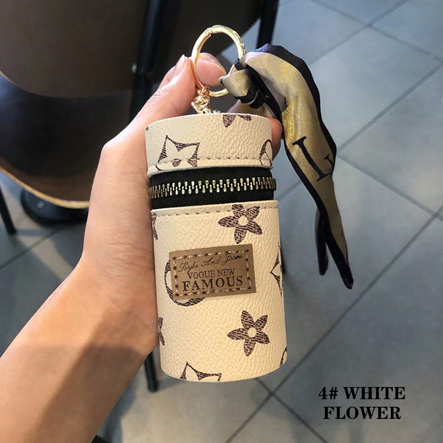 1pc Monogram Print Lipstick Ho - Monogram Keychain Leather 评论和价格