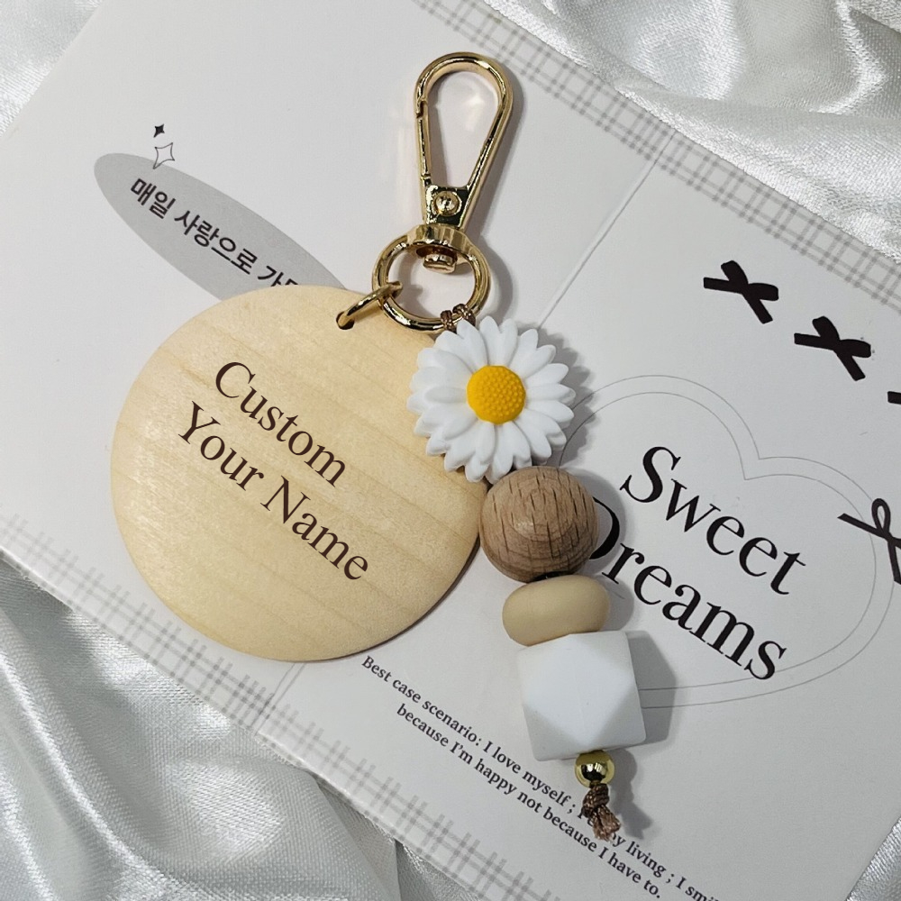 Creative Bamboo Pendant Keycha - Initial Ring Custom 评论和价格