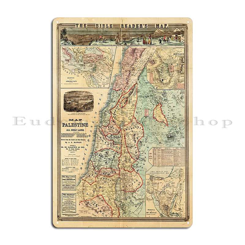 Map Of Palestine And All Bible - Custom Map Poster 评论和价格