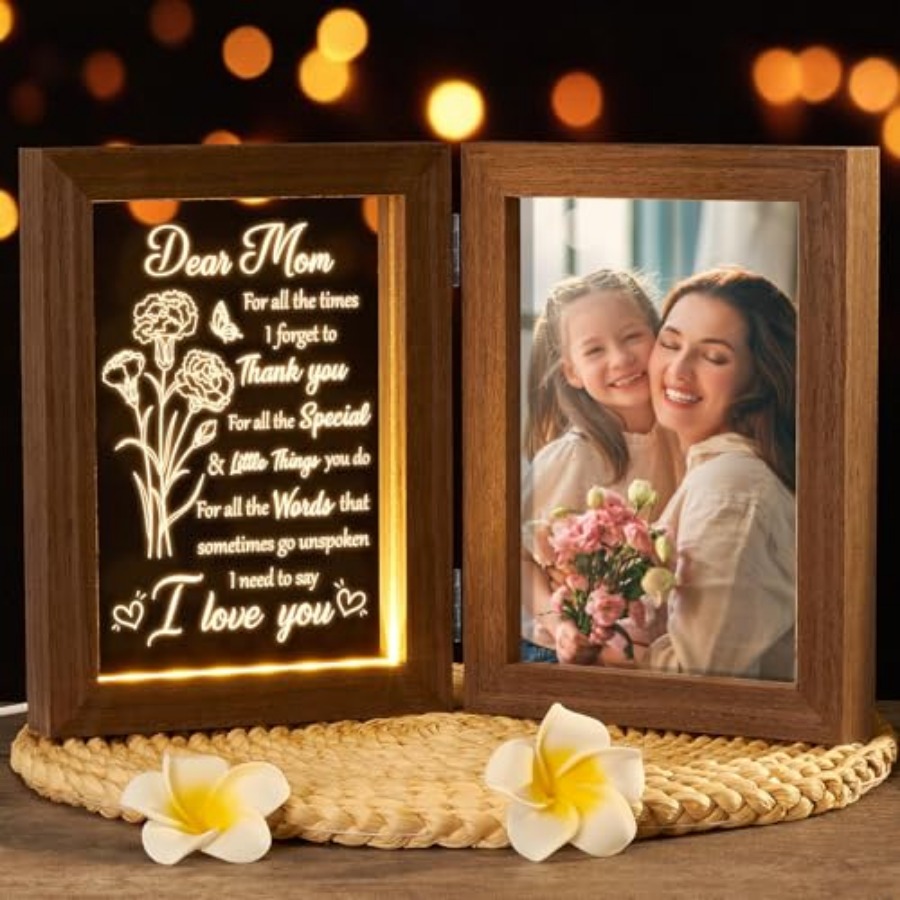 Mom Gifts from Daughters Son C - Engraved Wood Frame 评论和价格