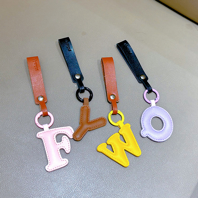 A To Z PU Leather Initial Lett - Monogram Keychain Leather 评论和价格