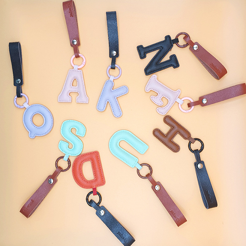 A To Z PU Leather Initial Lett - Monogram Keychain Leather 评论和价格