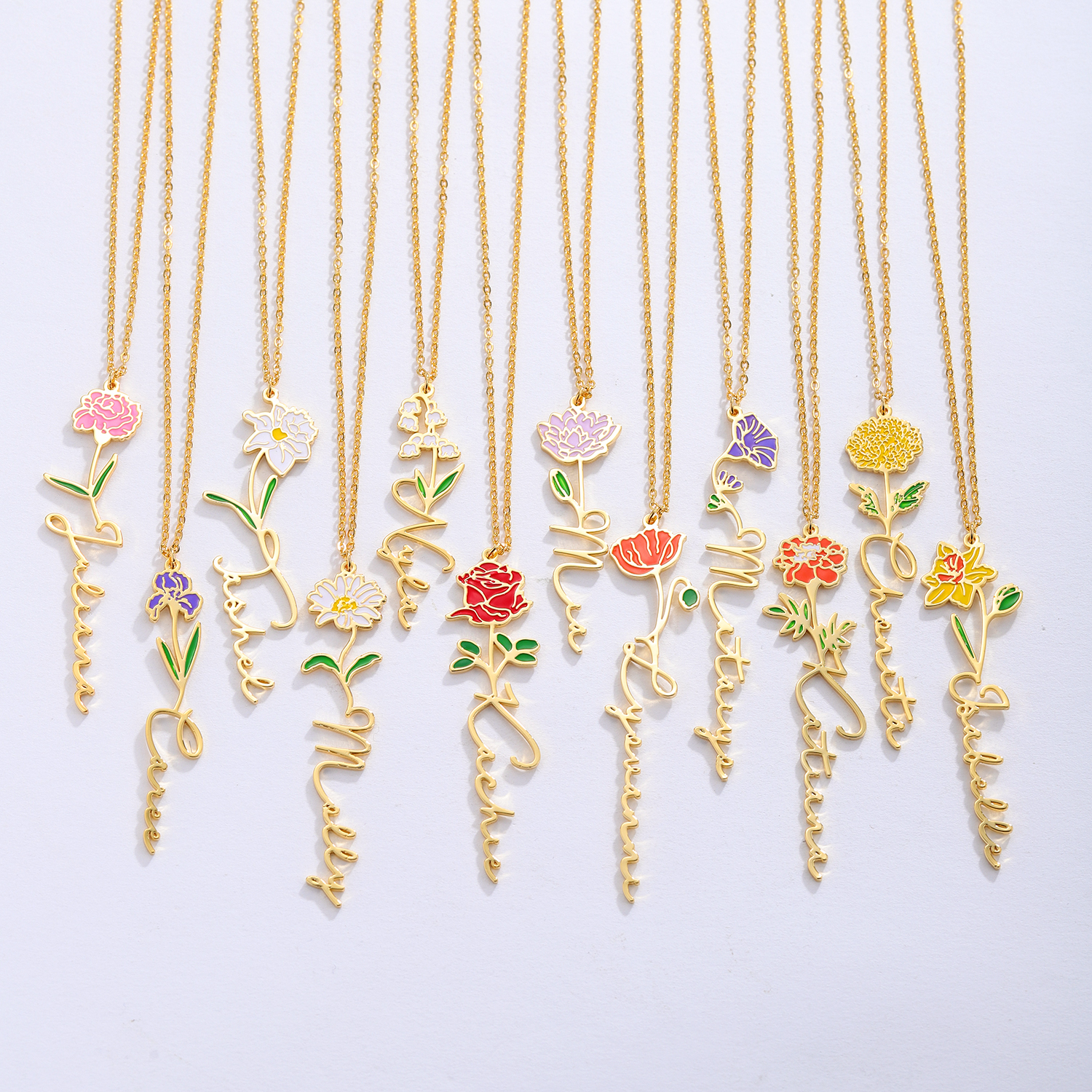 Personalized Name Necklace Wit - Birth Flower Necklace 评论和价格