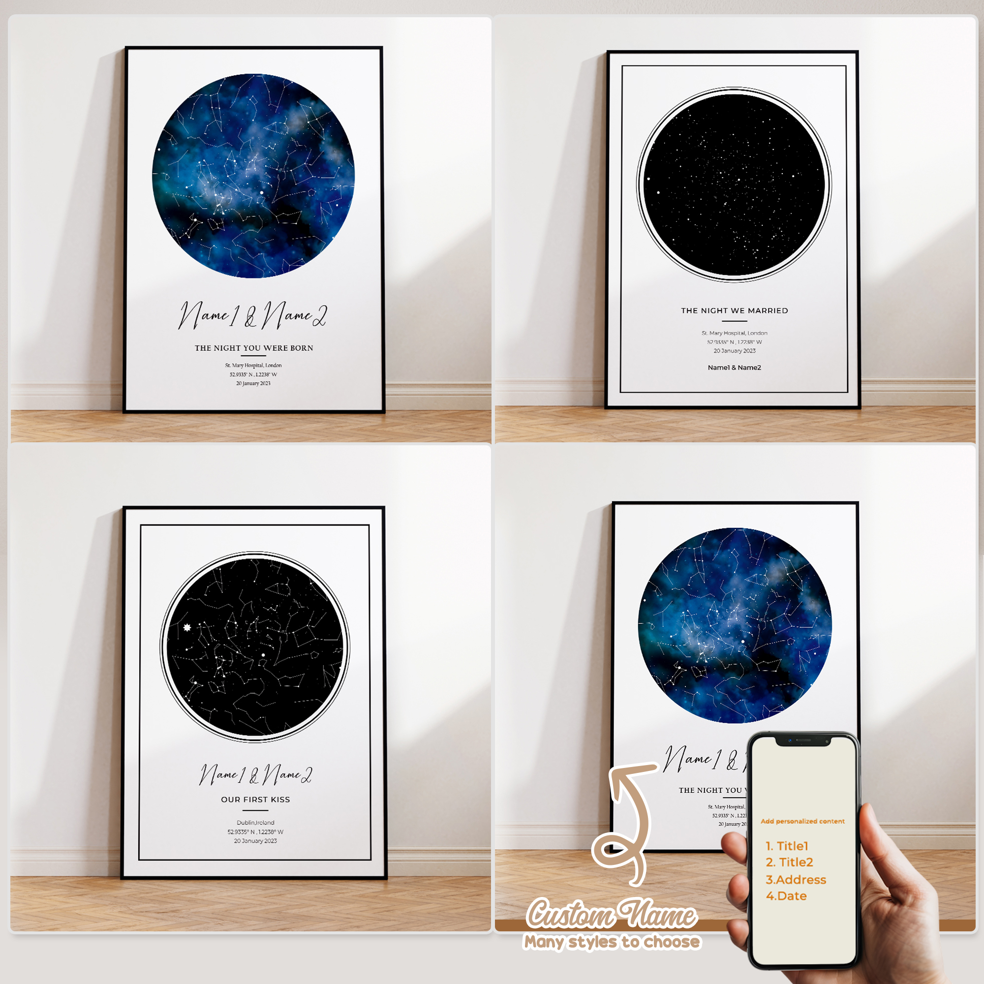 Modern Custom Personalized Nig - Custom Night Sky 评论和价格