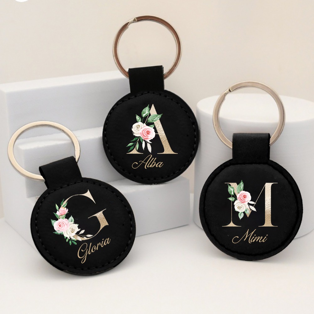 Personalized Initial with Name - Monogram Keychain Leather 评论和价格