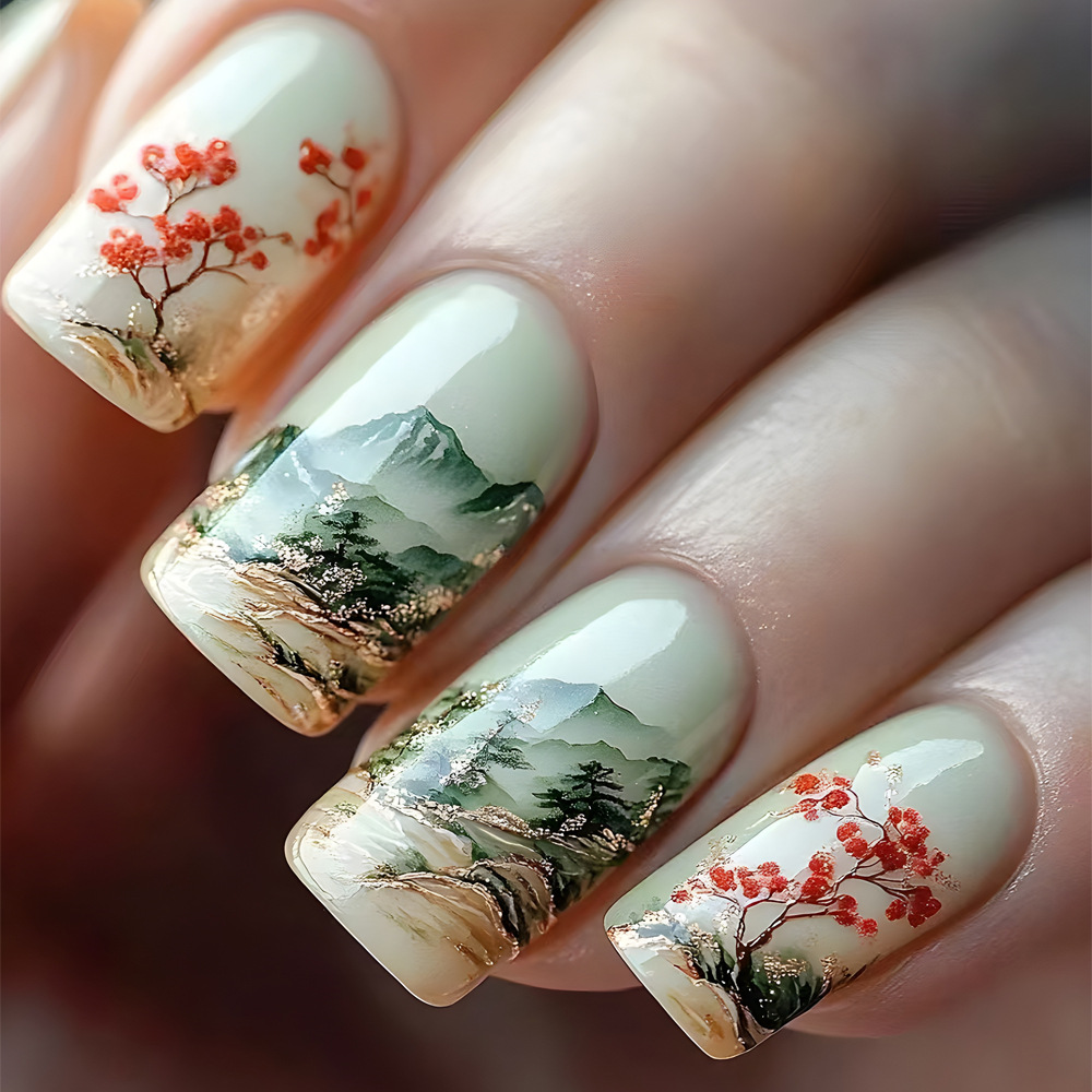 24pcs Wearable Fake Nails Sets - Pressed Flower Art 评论和价格