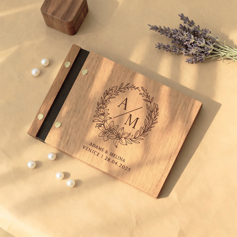 Personalized Wooden Wedding Gu - Custom Photo Book 评论和价格