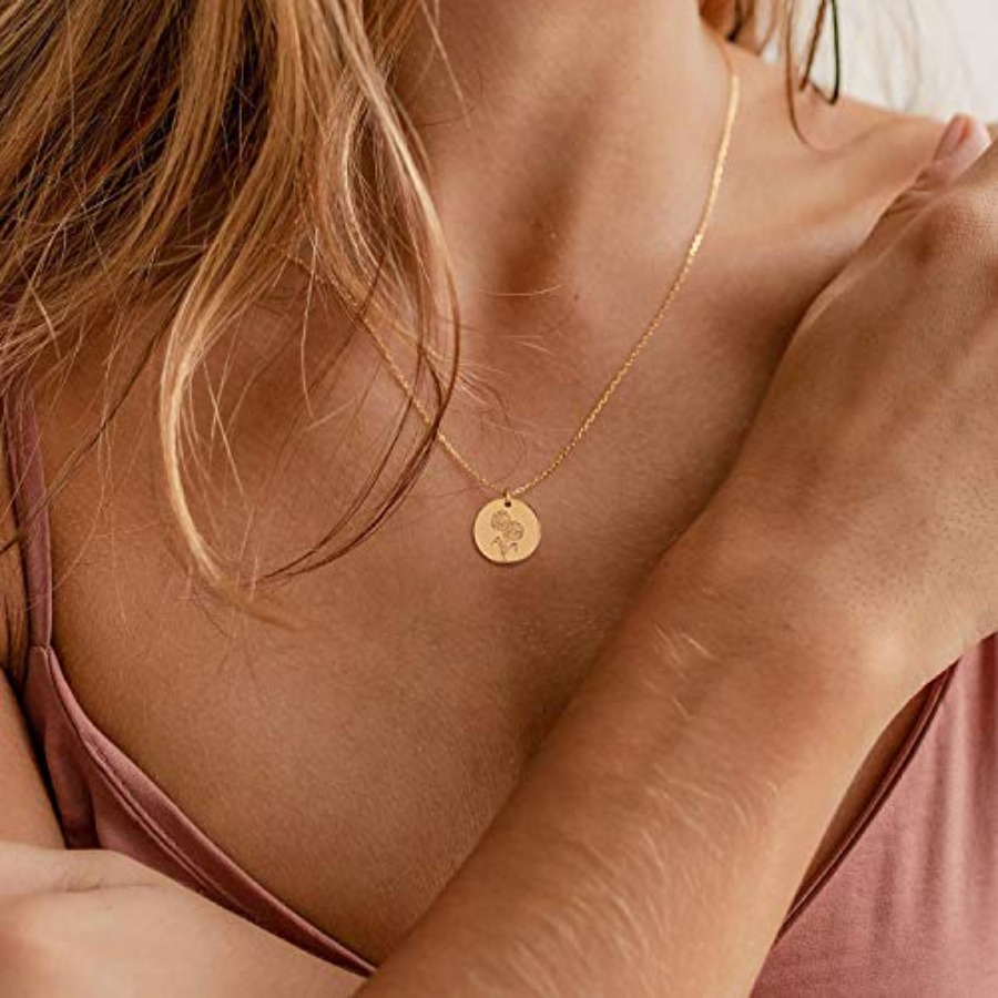 Birth Flower Necklace 18k Gold - Birth Flower Necklace 评论和价格