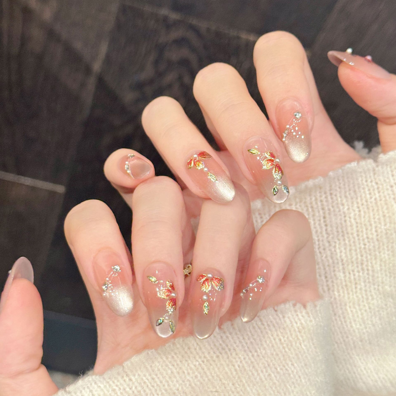 10pcs Handmade Fake Nails Pres - Pressed Flower Art 评论和价格