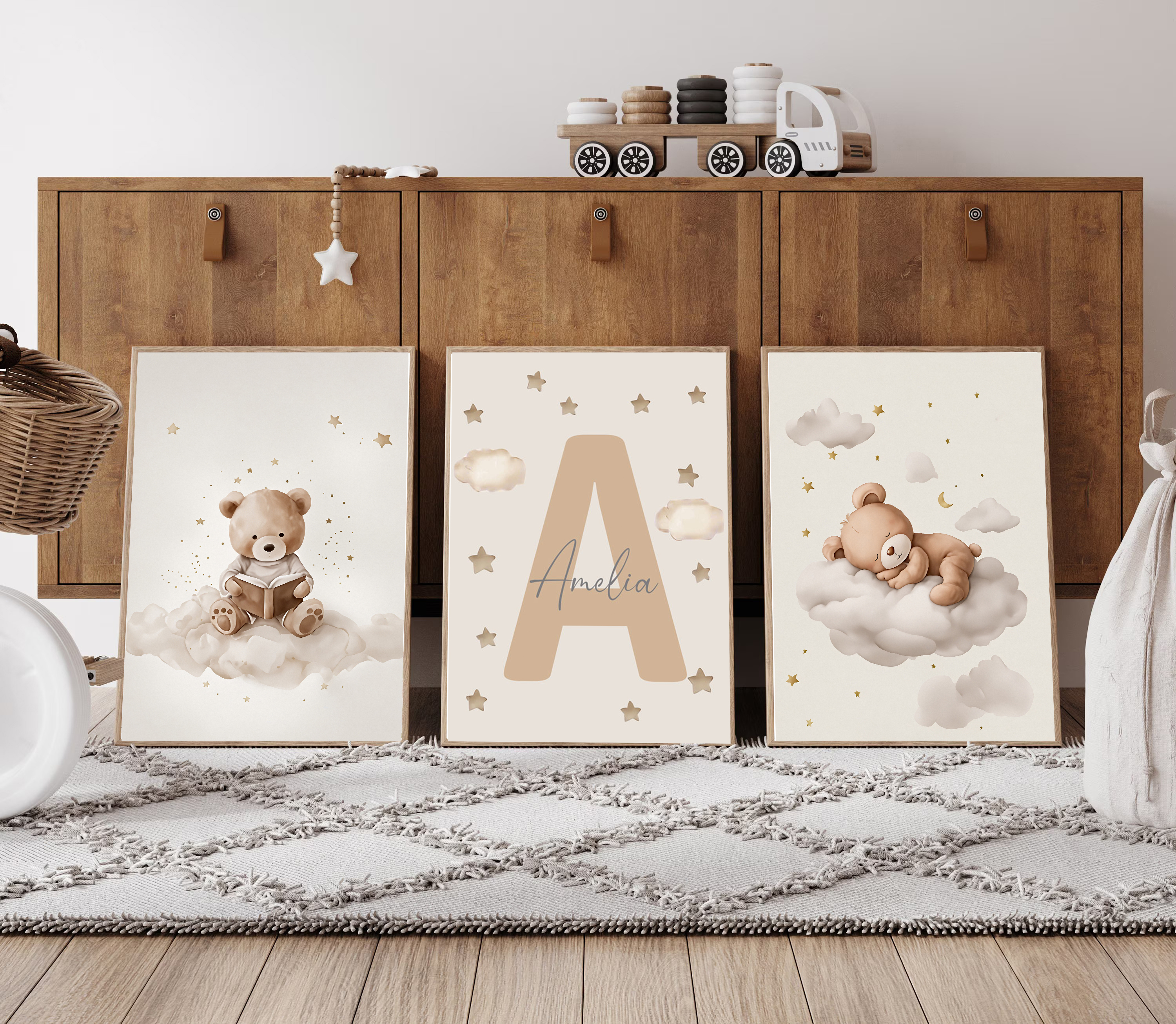 3pcs/set Bohemian Teddy Bear A - Personalized Name Box 评论和价格
