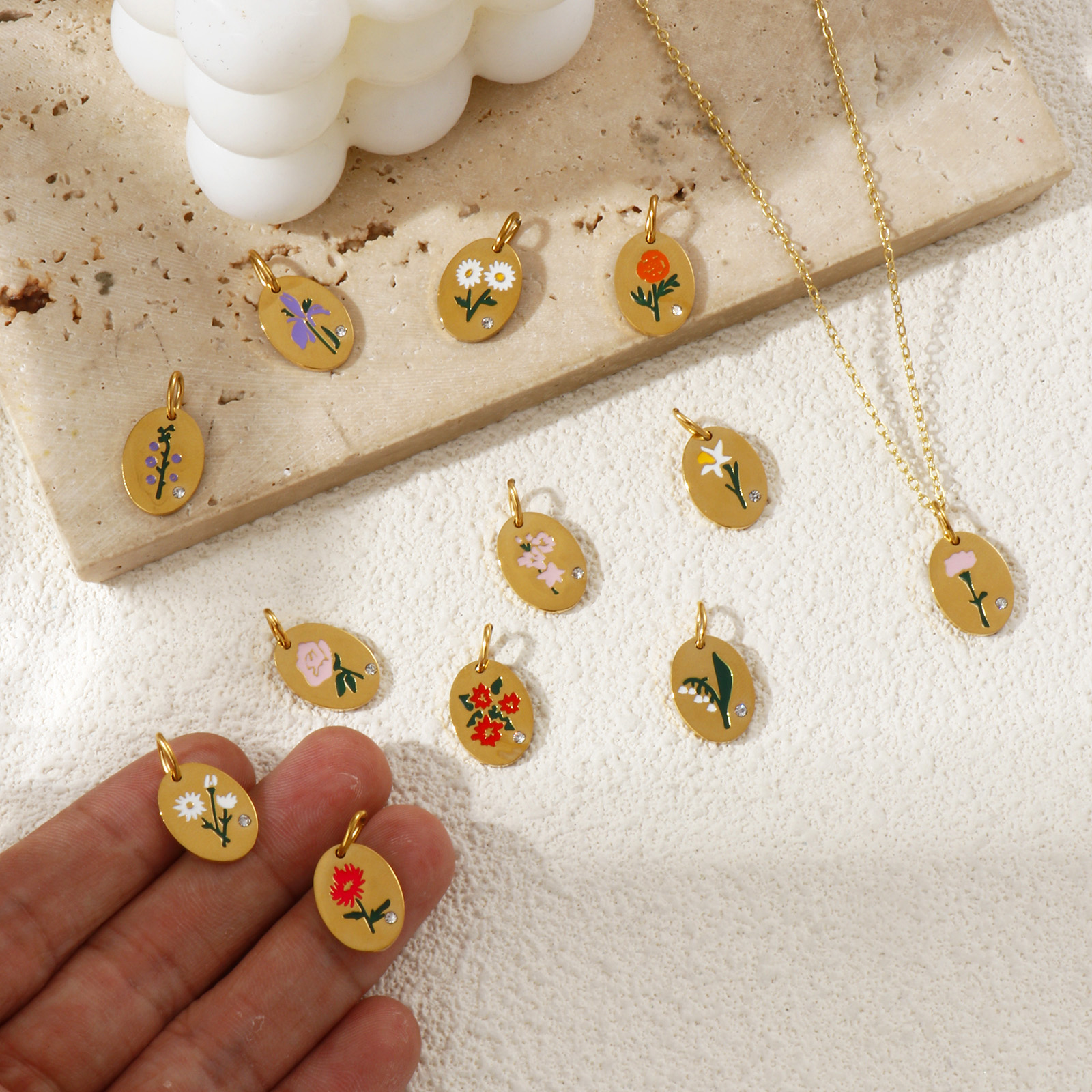 1 Piece 304 Stainless Steel Bi - Birth Flower Necklace 评论和价格
